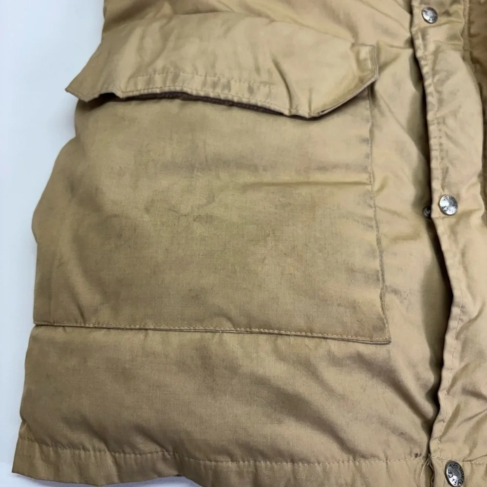 Vintage 70s 80s The North Face Down Parka Jacket XL Made in USA Tan Blue
